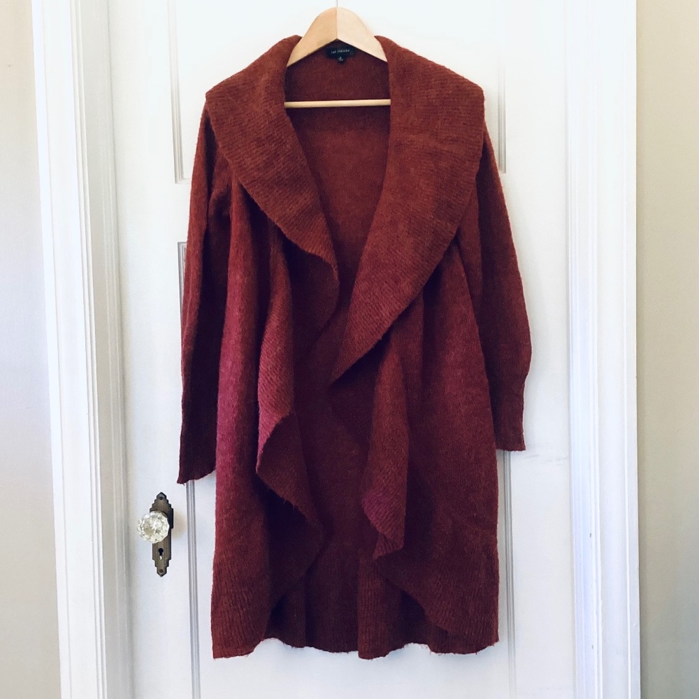 The Limited Rust Red Open-Front Shawl Collar Ruff… - image 1